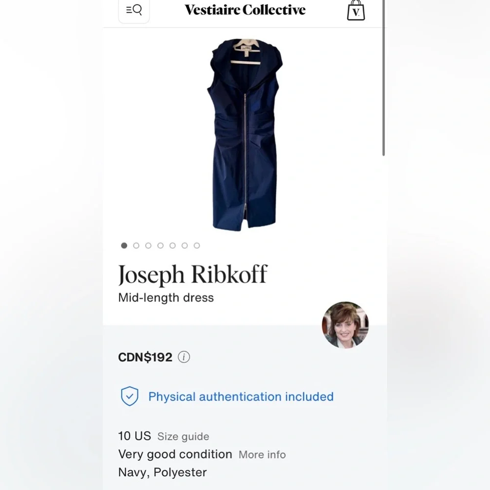 Joseph Ribkoff Navy Sleeveless Zip-Up Midi Dress Size 10 - Picture 9 of 16